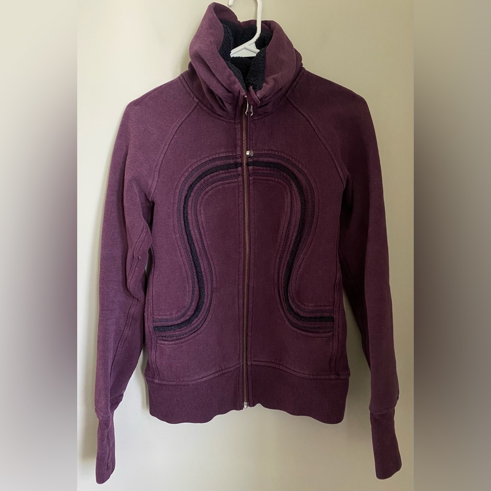 Lululemon Cuddle Up Jacket Cotton Fleece Heathered Plum Women’s Size 4 Athletic - Picture 2 of 12